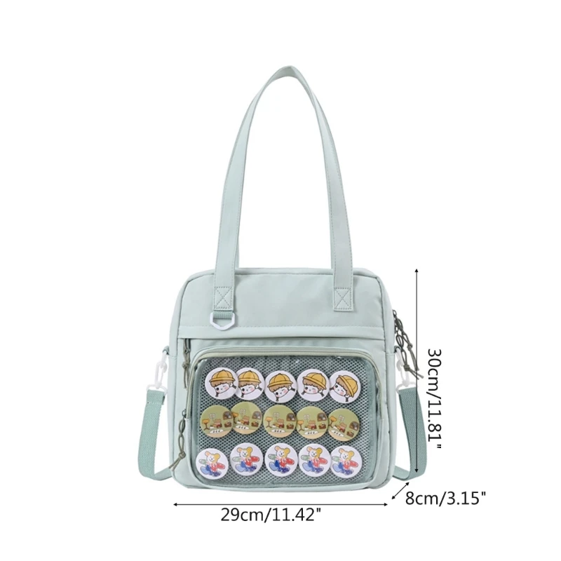 Harajuku Crossbody Bag for Women Clear Window Tote Girls JK Bag Canvas Handbag E74B