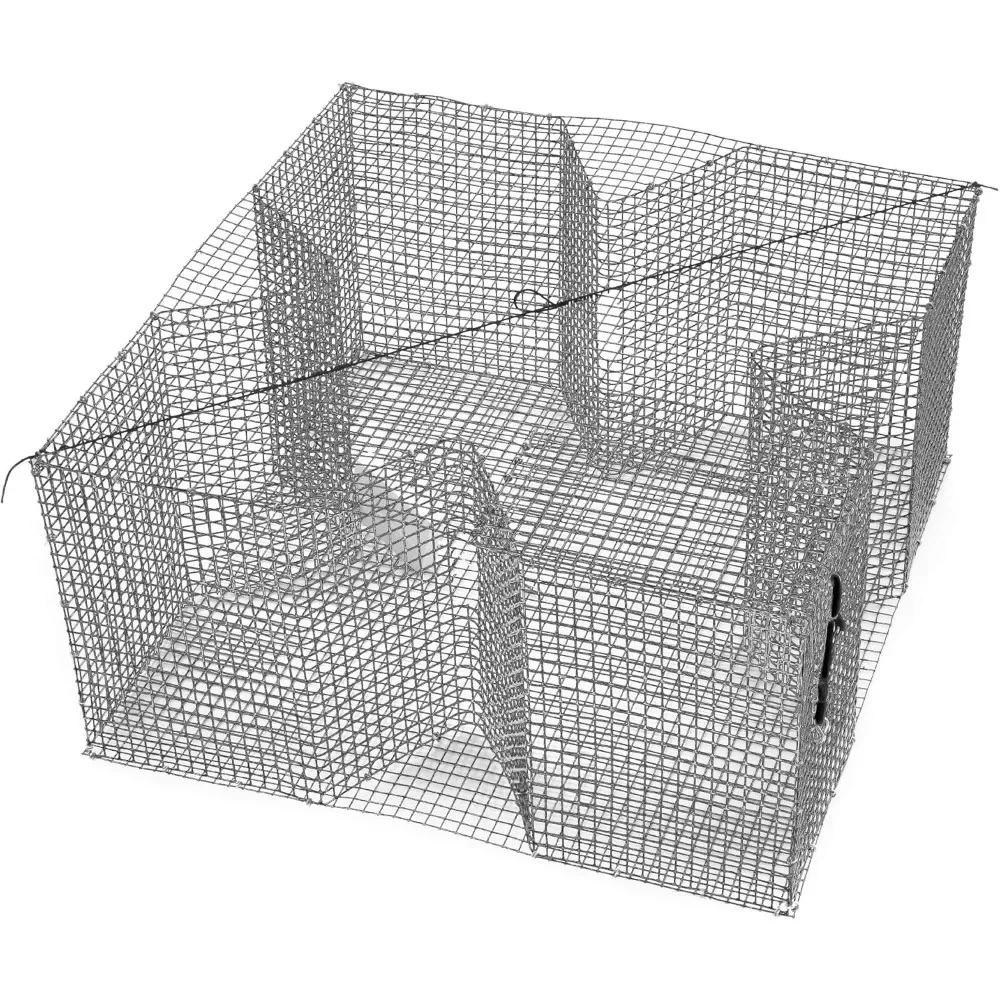 

Nets & More Bait Trap. 24" x 24", 12" deep. 1/2" x 1/2" mesh. Galvanized or PVC Coated mesh for Bream and Other Bait Fish.