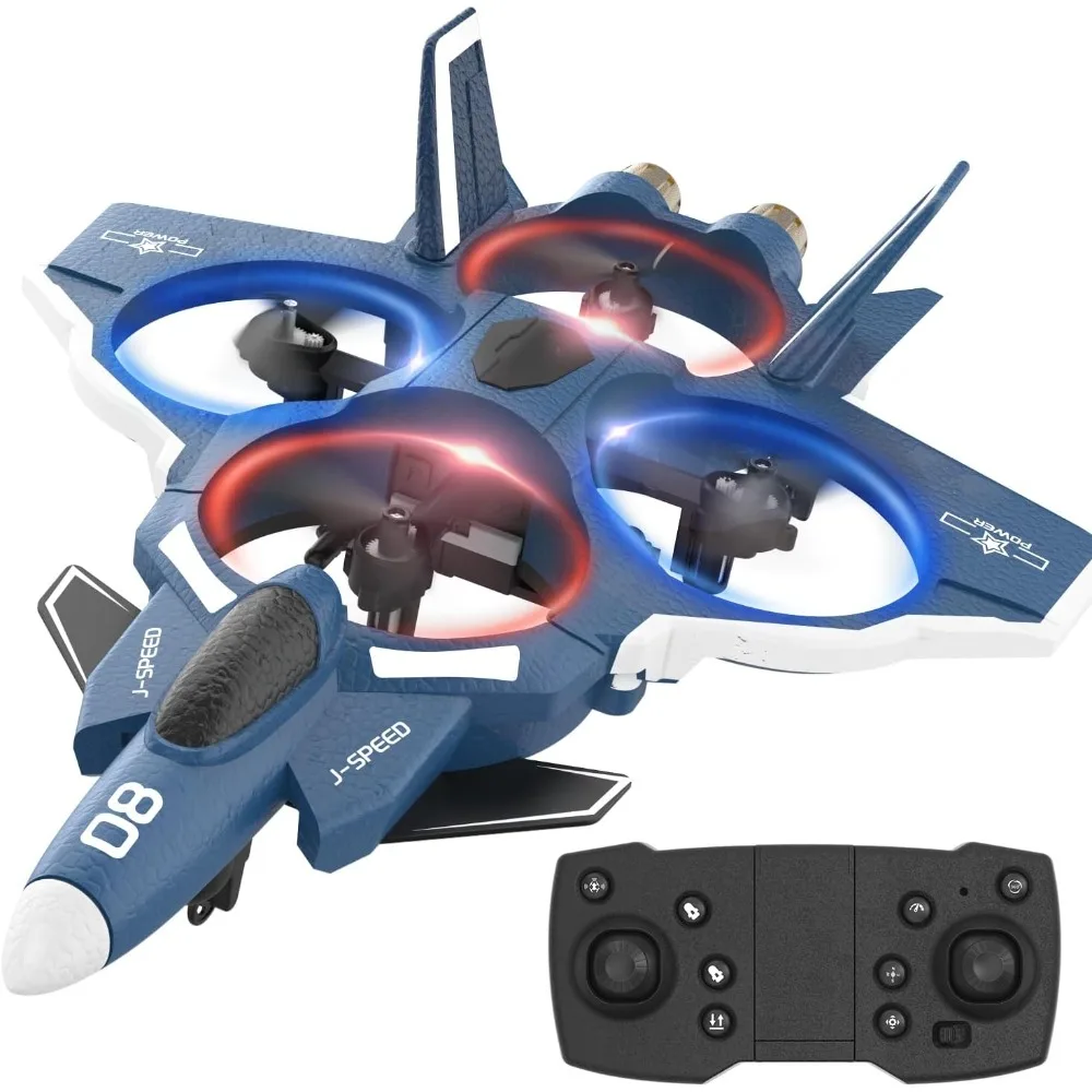 Dron Jet de combate de espuma para niños, avión de control remoto con vuelo fácil, Auto Hover, 360 °   Flips y baterías duales