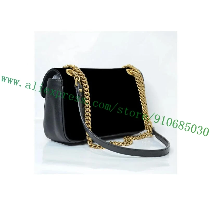 Black Leather Pad Vintage Golden Chain Bag Strap For Designer Women Marm0nt Handbag Lady Purse Carry Belt 60-130cm