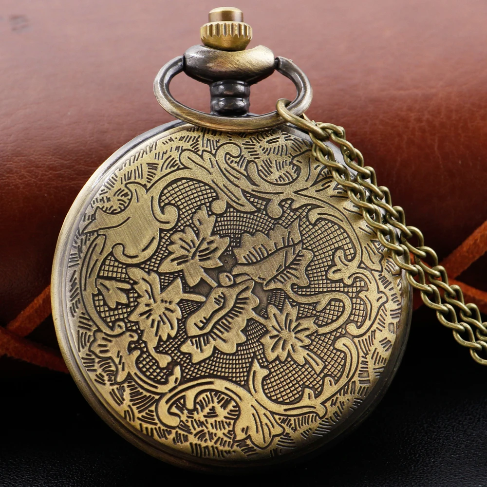 Antique Peacock Animal Bird Hollow Quartz Pocket Watch Exquisite Retro Chain Necklace Pendant Jewelry Clock Gift