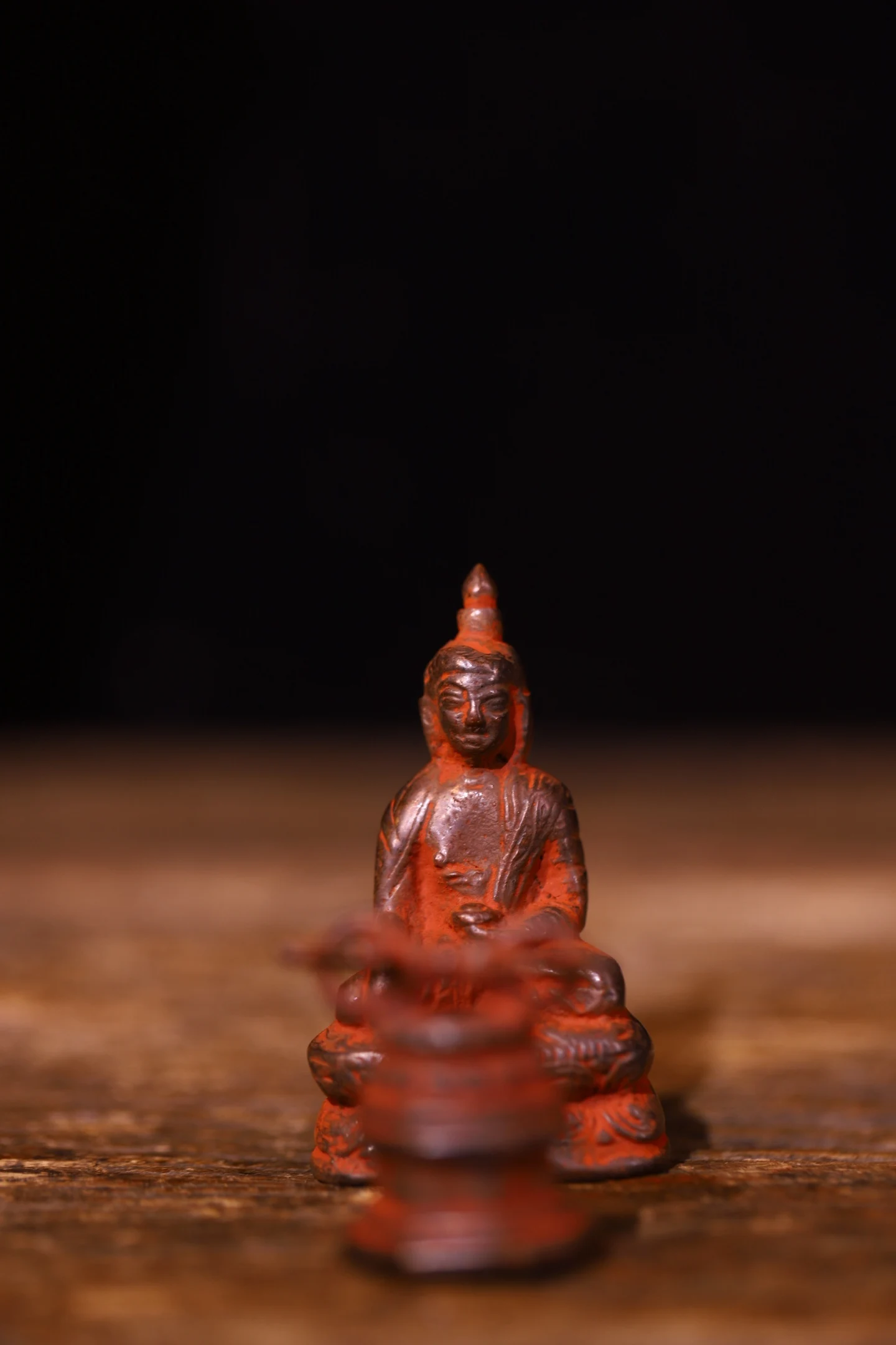 Old Bronze Lima Copper Cinnabar Shakyamuni Buddha statue Vajra base Buddha Terrace Worship Hall Town house