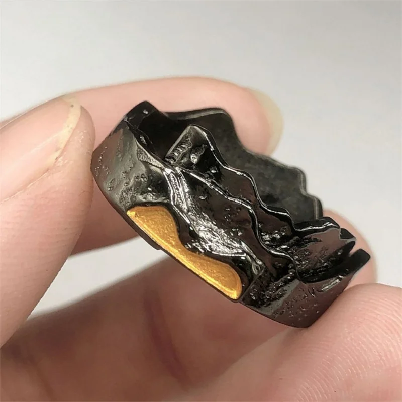 Vintage Relief Distant High Mountain Ring For Men Index Finger Accessories Popular Male Ring S925 Jewelry Opening Size