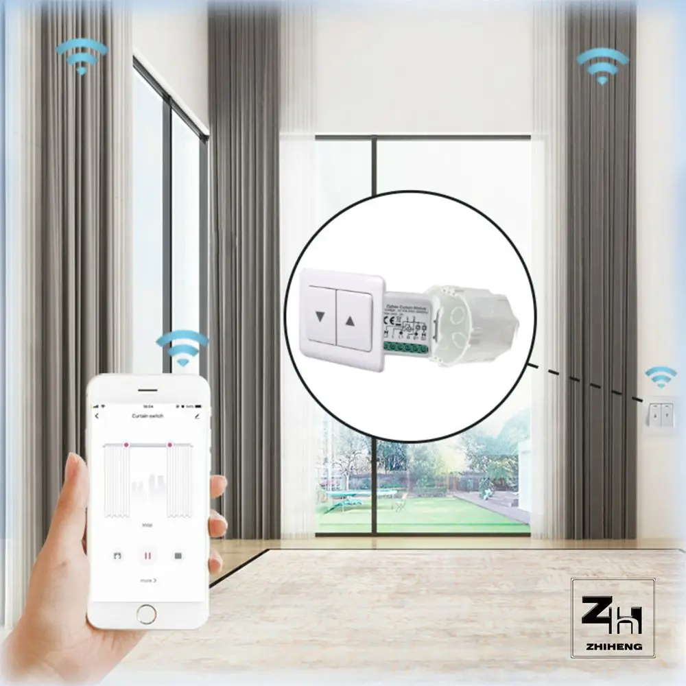 ZigBee Smart Curtain Switch Controller For Roller Shutter Electric Motor 1/2Gang Curtain Module Home Relay With Alexa Google