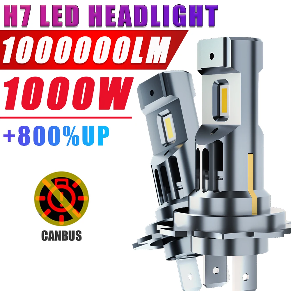 

H7 LED Lights Car HeadLamp Bulbs CANBUS 1 : 1 Super Bright Wireless Turbo Fan Auto Headlight 6000K Spotlights Fogger Plug&Play