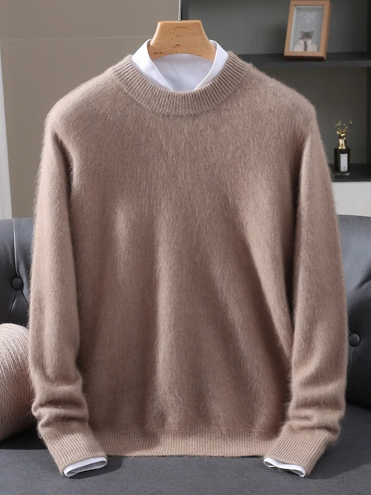 TLOML الخريف الشتاء الرجال 100% المنك سترة الكشمير المعنقة س الرقبة البلوز الأساسية الذكية عادية لينة الدافئة أسفل سميكة المنك الكشمير