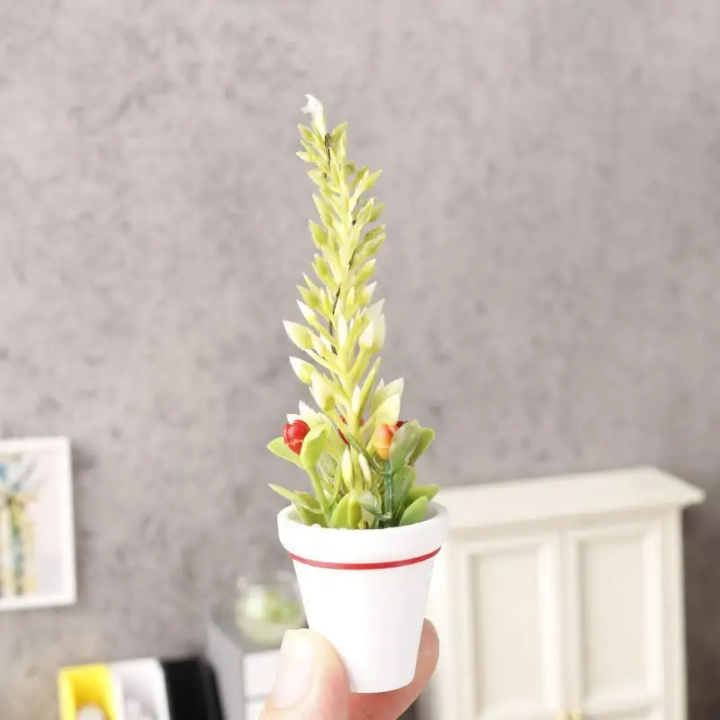 【M】Mini Christmas Potted Tree Model 1/12 Dollhouse Artificial Plant Decor Ornament Dollhouse Home Scene Ornaments Photo Props
