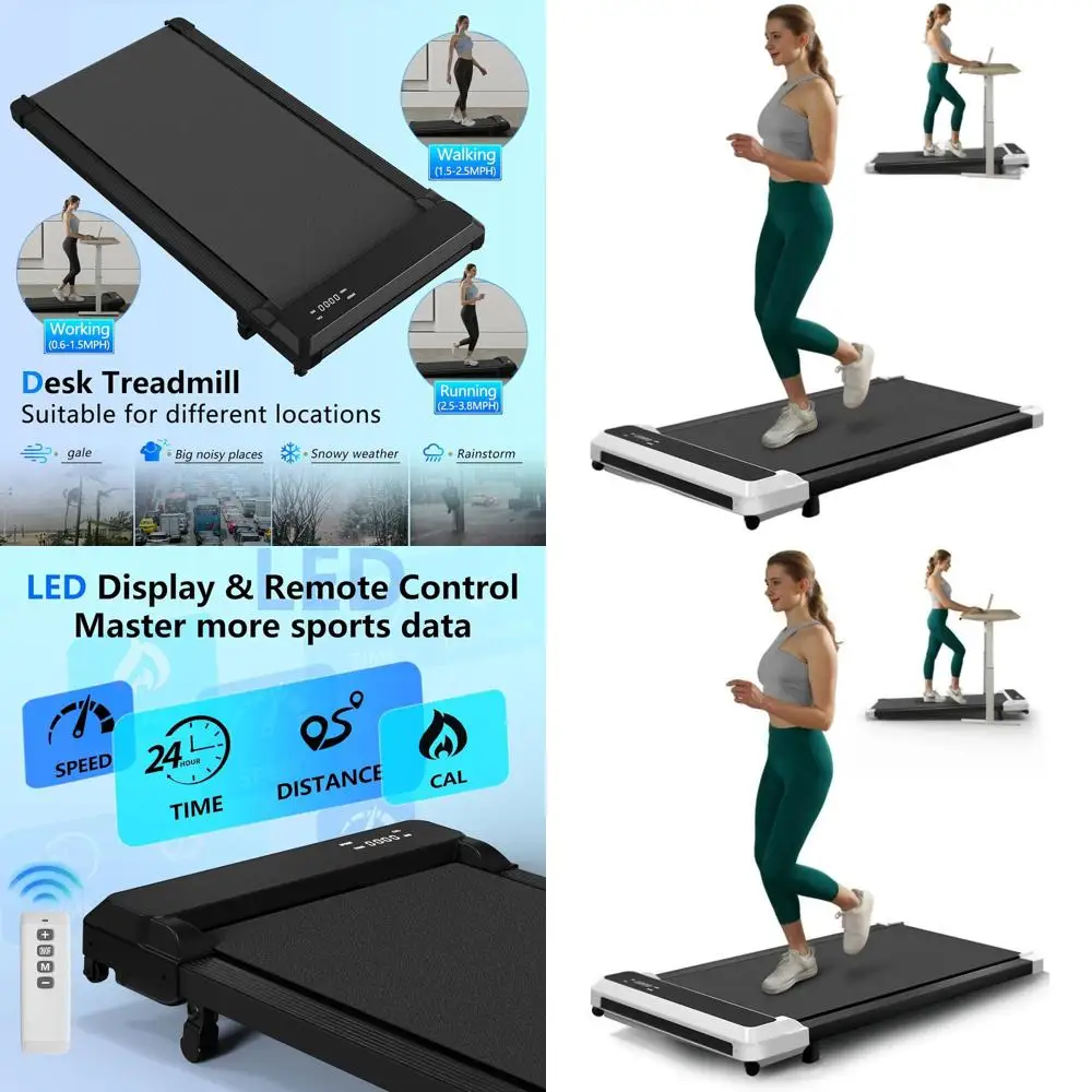 

Компактная настольная беговая дорожка грузоподъемностью 265 фунтов с регулировкой наклона и LED-дисплеем, простая установка без сборки.