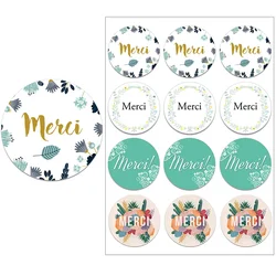 Merci Stickers for Parties Wedding Small Business Stickers Packaging Seal Labels Thank You Stickers Baking Gift Bag Decorative