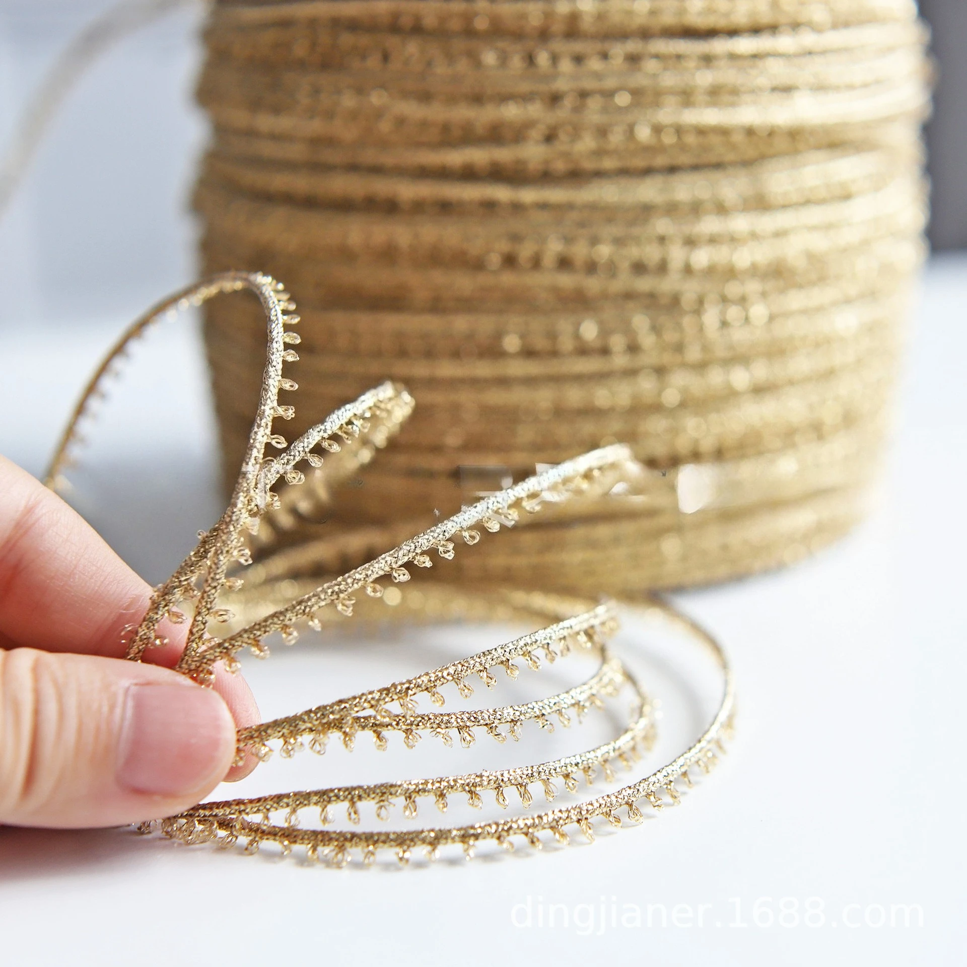 1-meter Imported Gold Ribbon, with High-end Clothing Lace Accessories for Children's Clothing, Dresses, Cheongsams, and Edging