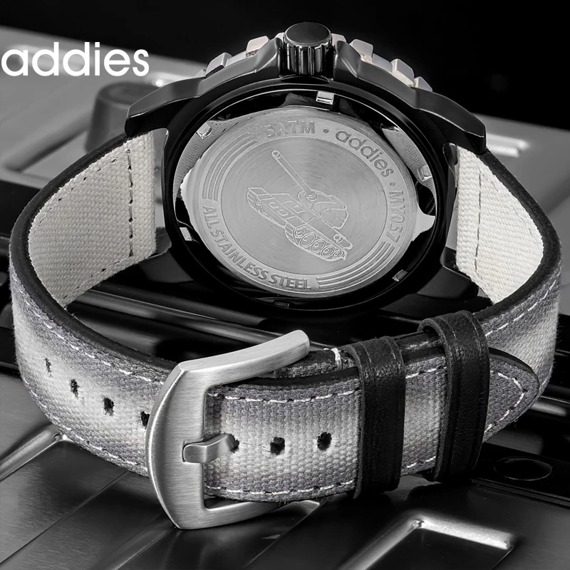 addies new men's outdoor sports watch 50m waterproof luminous canvas strap large dial men's analog watch fashion quartz watches