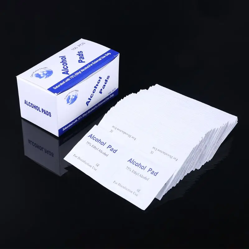 100 Pcs Alcohol Wipe Clean Pad Medical Swab Sachet Antibacterial Tool Cleanser