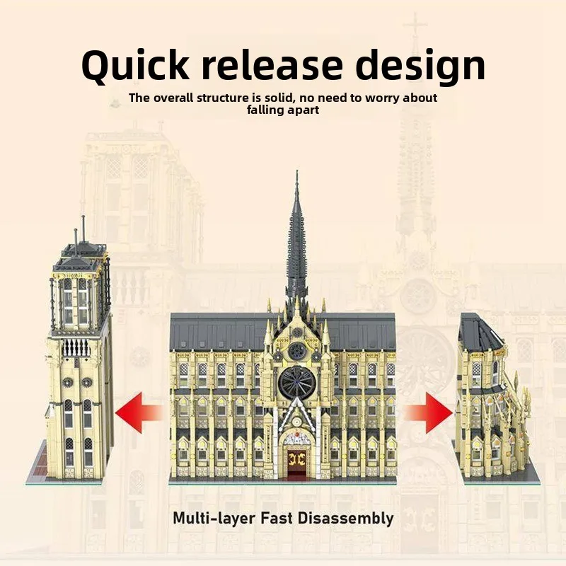 Notre Dame Cathedral Architectural Model Kit Puzzle Assembly Building Blocks DIY Creative Desktop Decoration Festival Gift