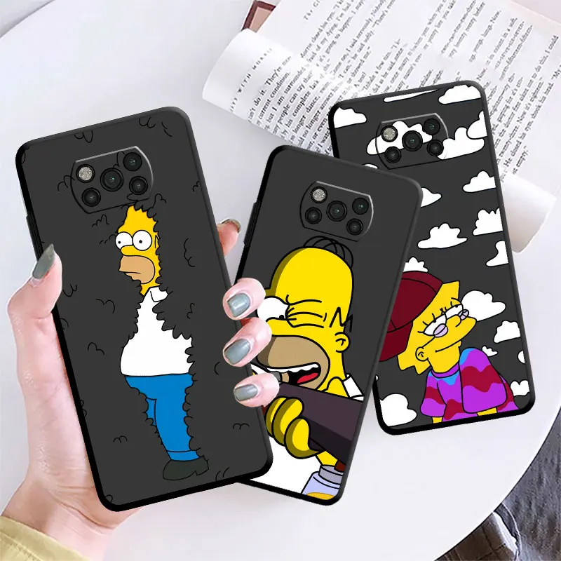 Custodia nera celular per Mi Poco F5 M3 12X 11 Lite 5G X4 X3 NFC 12T Pro 13 9T 10C Silicone morbido Coque Homer Jay The Simpsons Cool