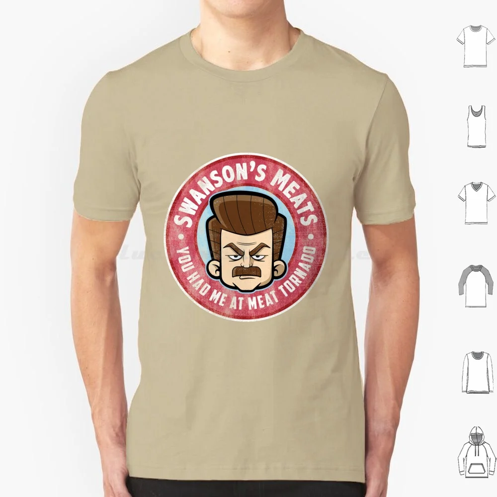 Swanson's Meats T Shirt Cotton Men Women DIY Print Oden Studios Justin Oden Swansons Meats Meat Shop Butcher Shop Ron Logo Meat
