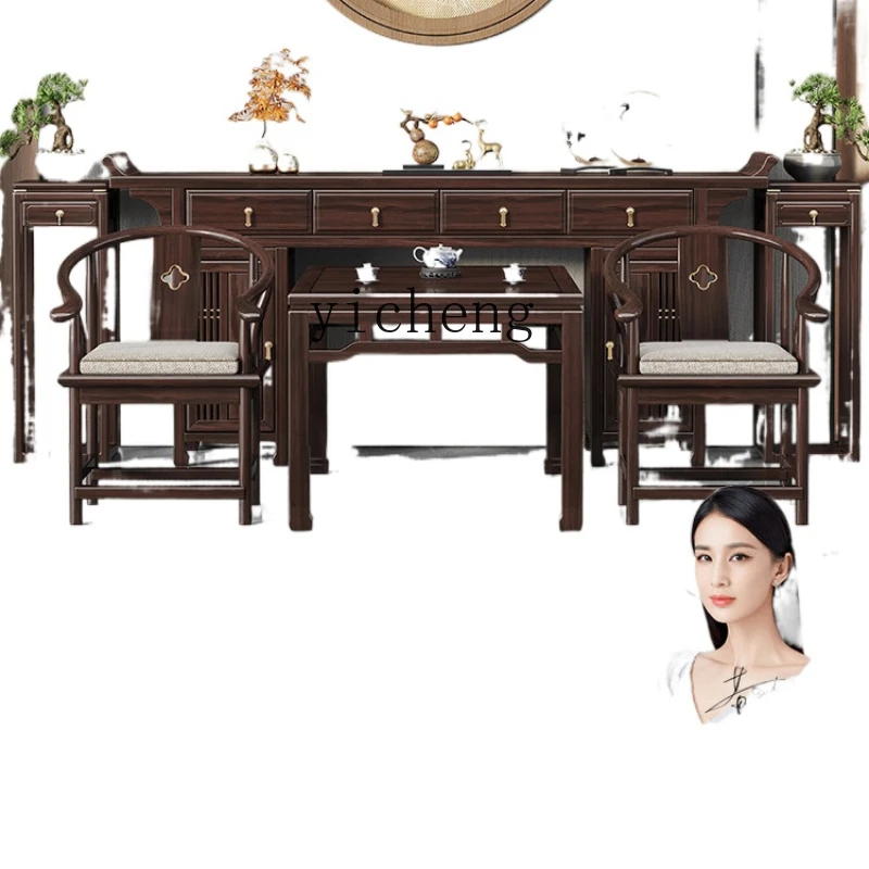 

XL Six-Piece Set a Long Narrow Table Solid Wood Strip Table Rural Altar Purple Gold Ebony Altar Altar Tribute