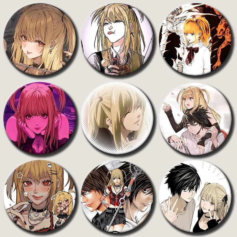 

58mm Anime Character Misa Amane Soft Button Pin Anime Role Misa Amane Brooch Creative Badge for Backpack Clothes Decoration Gift