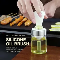 Silicone Oil Brush Bottle Kitchen BBQ Oil Brush Dispenser Not-leaking Barbecue Grill Honey Liquid Baking Pastry Pancake Brush