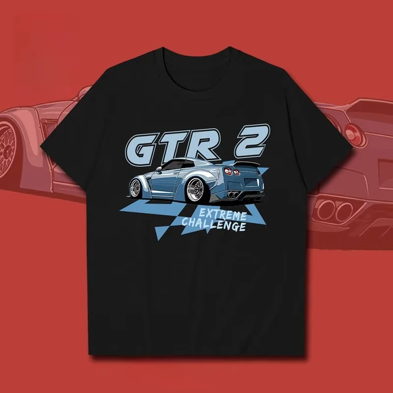 

2025 Summer Classic GTR Performance Sports Car JDM Printed Shirt for Both Men and Women Padel Surf Camiseta Surf