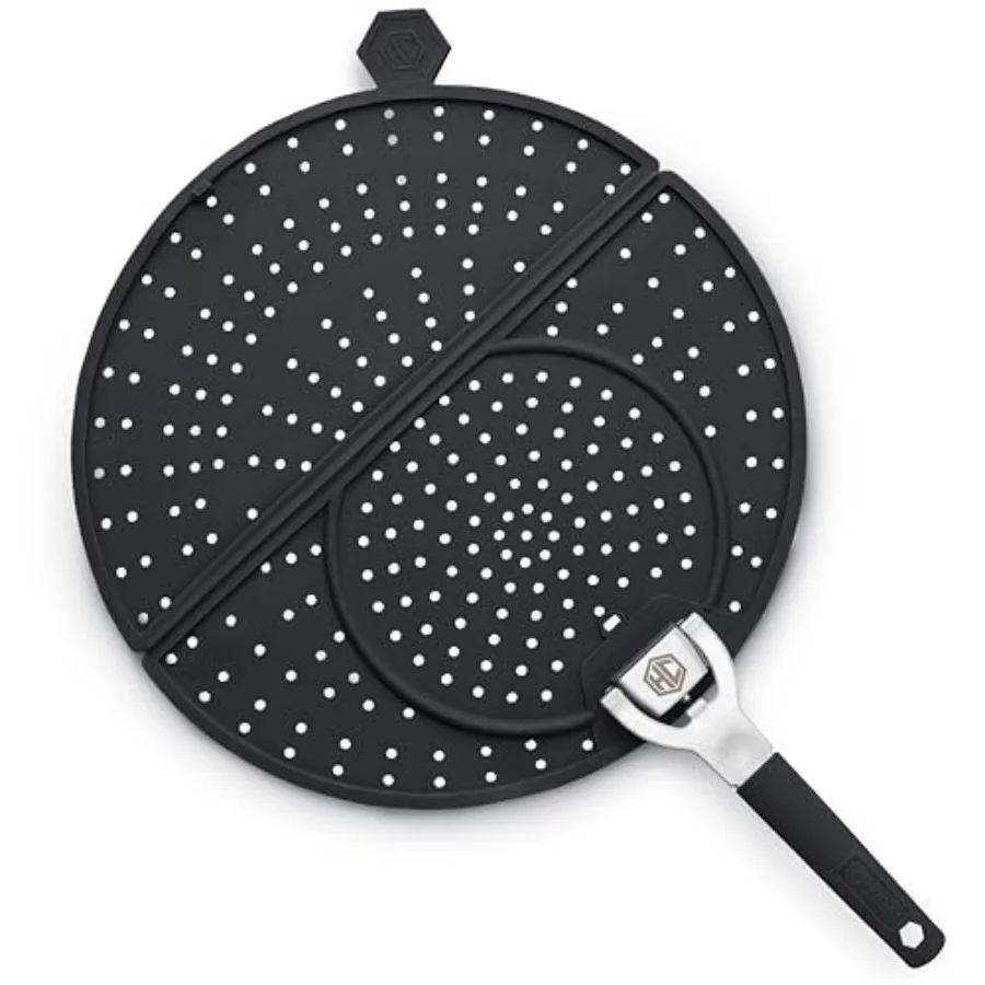 

Защитная сетка HexClad от брызг жира для жарки и обжаривания, подходит для сковород HexClad 10 и 12 дюймов, складная конструкция, можно мыть в посудомоечной машине, термостойкая.