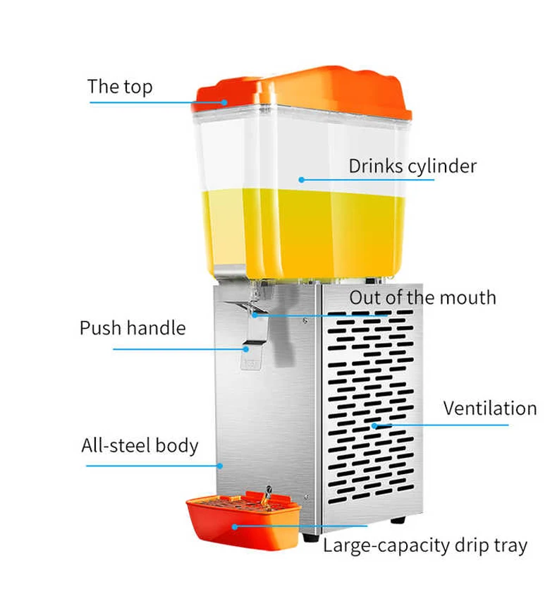 32L Stainless Steel Commercial Beverage Dispenser with Hot/Cool Drinks Big Capacity for Liquid and Snack Service