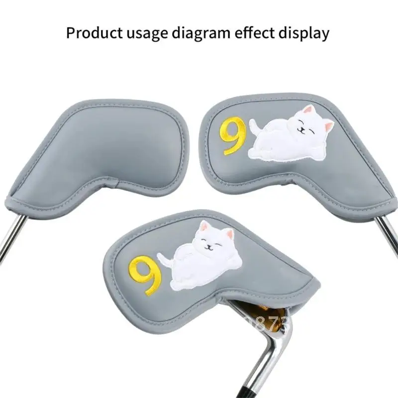 Protector Golf Club Covers Golf Iron Cover H053 Cats Pattern Headcover 9Pcs Rod Golf Protective