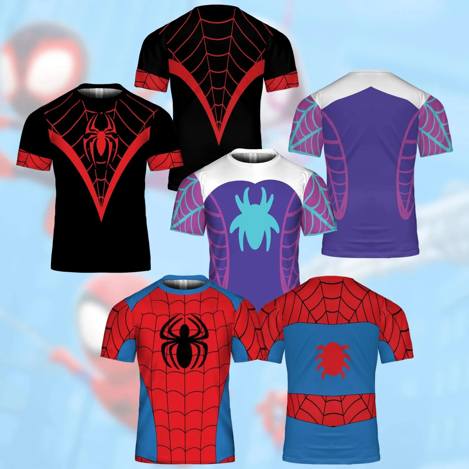 

Spidey And Amazing Friends Spiderman Cosplay Costume Spidey Ghost Spider All over Print Tee for Fans And Cosplayers