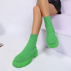 Luxury Brand 2023 New Women Thick-soled Thick-heeled Warm Boots Women's Towel Cotton Boots Motorcycle Boots 36-43