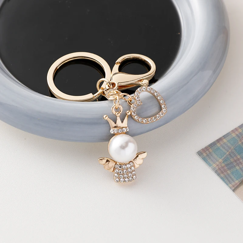 Cute Angel Pearl Alloy Keychain Girl's Bag Jewelry image 5