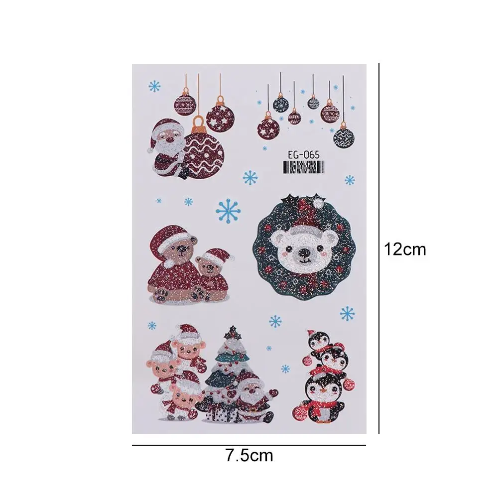 การ์ตูนคริสต์มาสชั่วคราว Tattoo น่ารักฤดูหนาว Santa Claus Snowflake Tree กันน้ํา Face Arm Tattoo สติกเกอร์สําหรับเด็ก