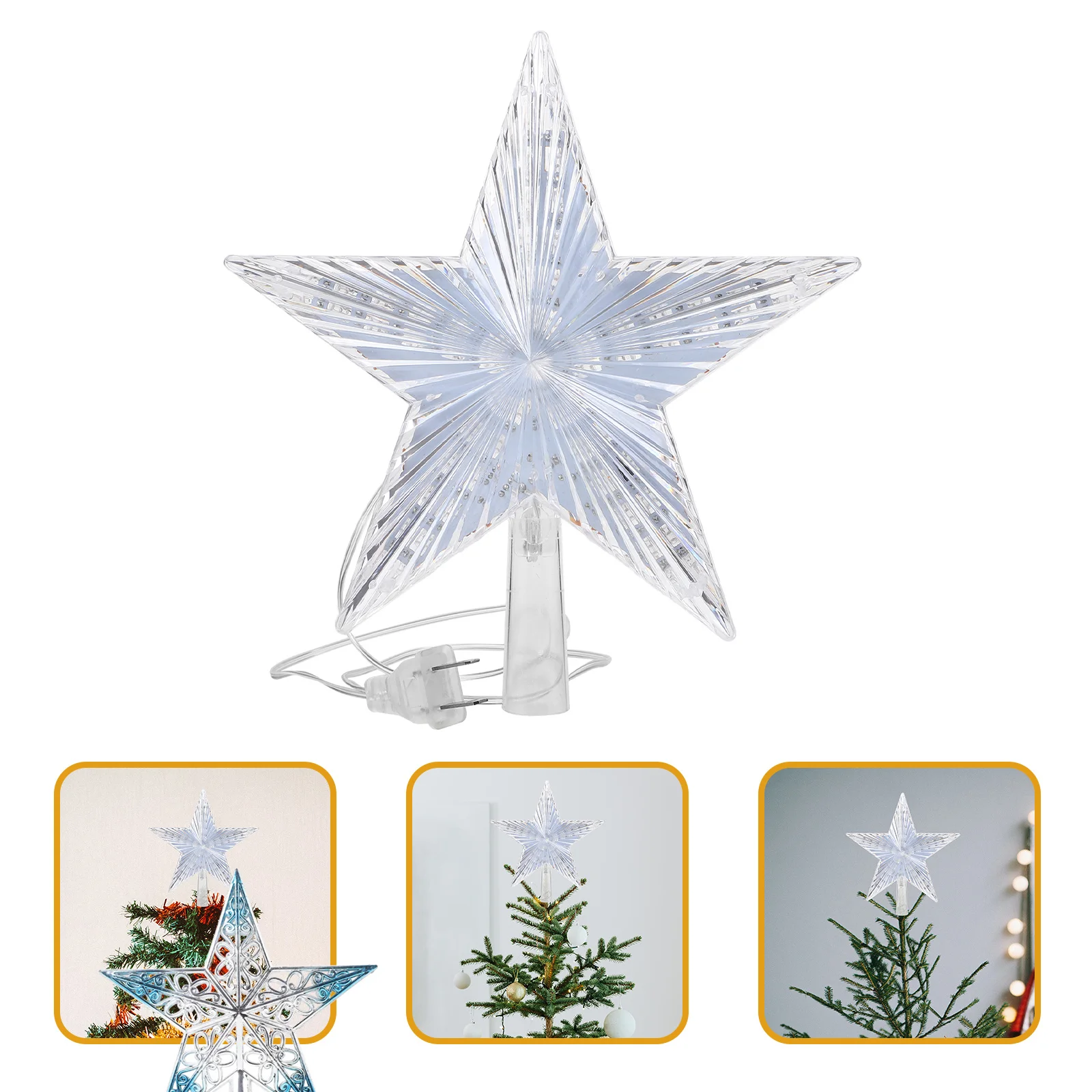 

Warm White LED Tree Topper Star Light Flashing Christmas Ornament for Home Office Hotel Bar Decor Christmas Ornaments Star