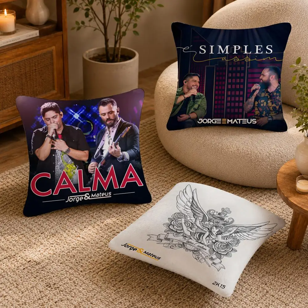Famous Group J-Jorge & Mateus Cushion Cover Soft Short Plush Pillow Case Double Sided Print Washable Sofa Bed Home Decor Gift
