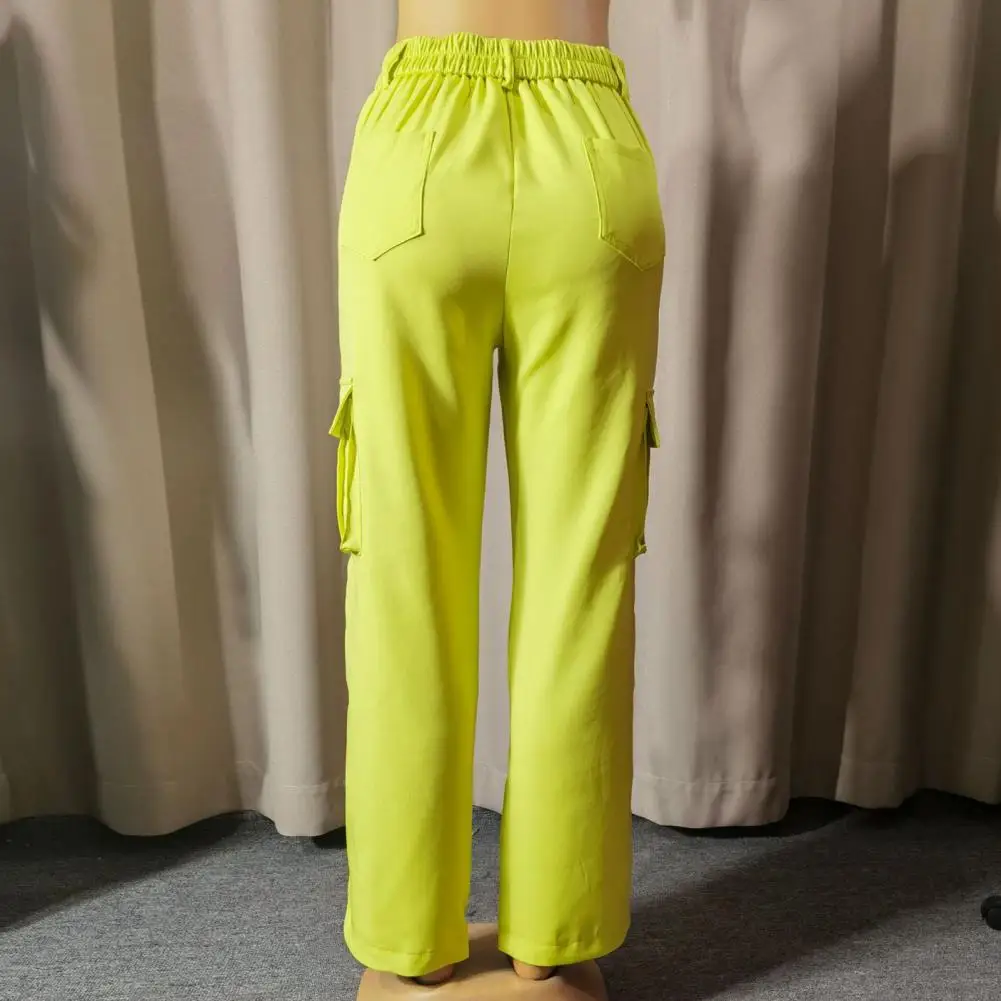 Multi-pocket Design Pants Stylish Women's High Waist Cargo Pants with Button Zipper Fly Casual Loose Fit for Long-lasting