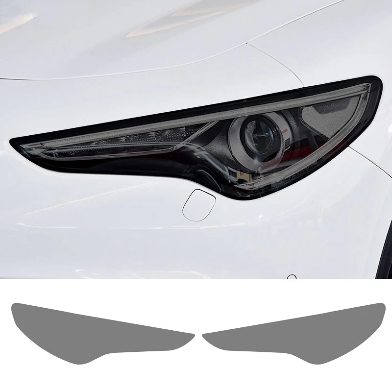 

Car Headlight Protective Film Front Light Transparent Smoked Black TPU Sticker For Alfa Romeo Stelvio 949 2017-On 2020 2021 2022