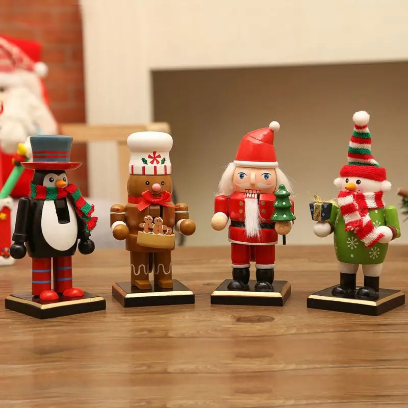 

New Christmas Nutcracker Wooden Crafts Santa Claus Cake Maker Showcase Study Living Room Decoration Festival Decoration