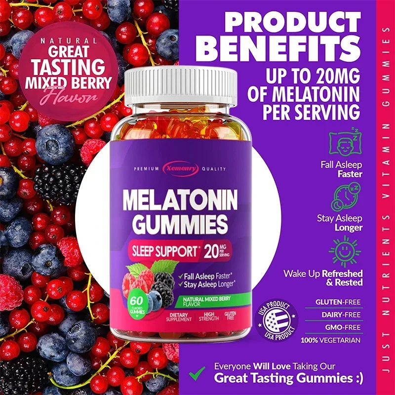 Melatonin Gummies 20 Mg - Sleep Gummies Contain Melatonin To Support Restful Sleep and Help You Fall Asleep Faster