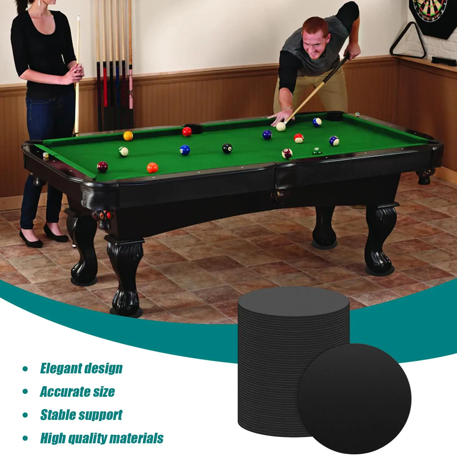 

Подушечки для ножек бильярдного стола, резиновые подушечки для ножек бильярдного стола, 50 шт., противоскользящий захват, черные аксессуары диаметром 3 дюйма