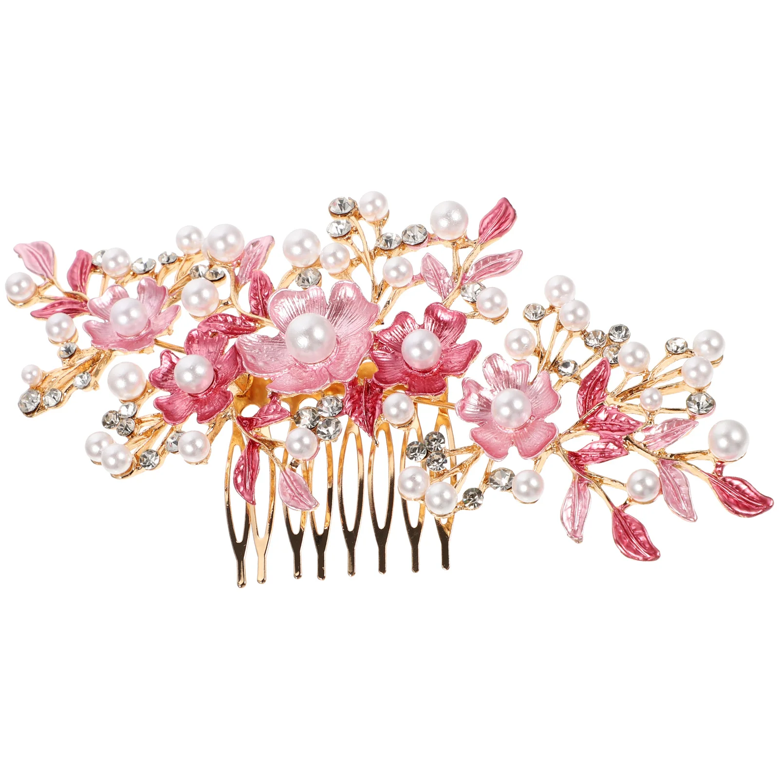 

Rose Comb Wedding Hair Combs Ear Flower Women Bride Accessories Rhinestones Bridegroom