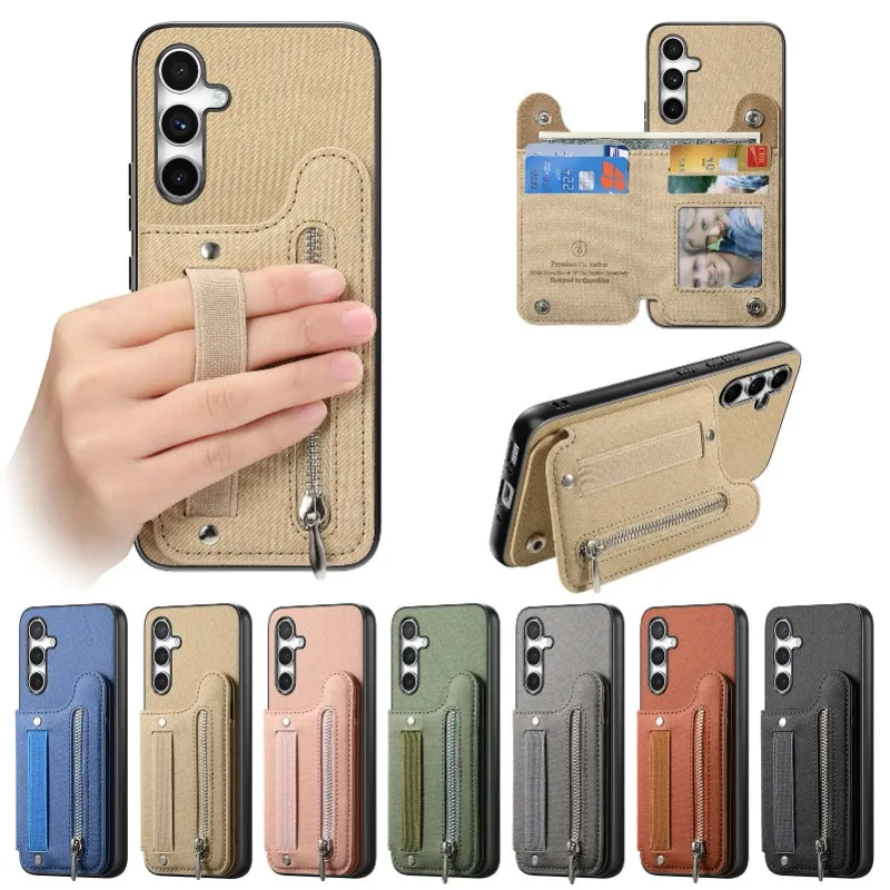 

Magnetic Flip Wallet Card Slot Holder Case For SamSumg A17 A07 A56 A36 A26 A16 A55 A35 PU Leather Wrist Strap Shockproof Cover