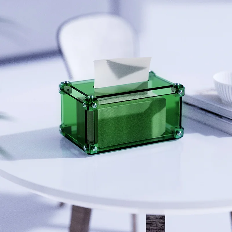 

Acrylic Tissue Box Industrial Style Living Room Desk Tissue Holder Storage Container Napkins Tabletop Decoration for Household