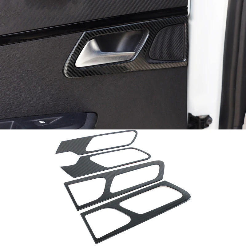 For Peugeot 2008 2020 2021 2022 Stainless Steel Carbon Fiber Style Trim Inside Door Handle Cover Car Accessories