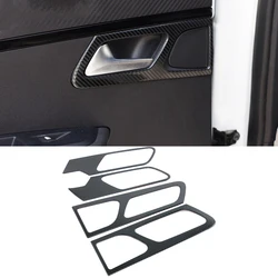 For Peugeot 2008 2020 2021 2022 Stainless Steel Carbon Fiber Style Trim Inside Door Handle Cover Car Accessories