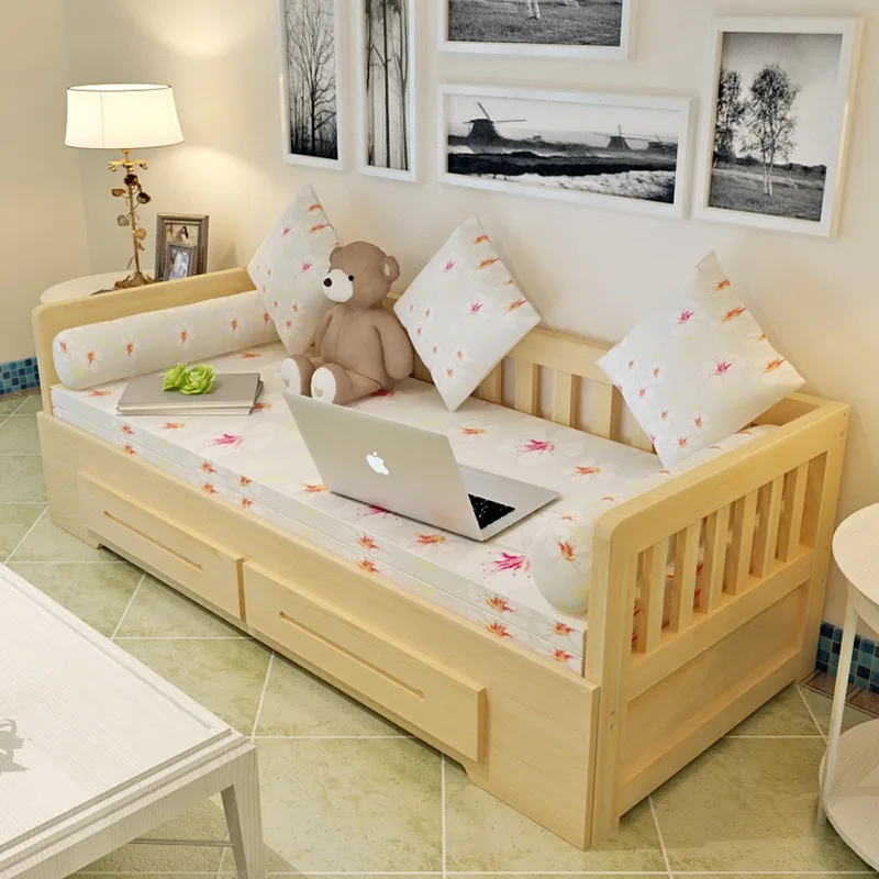 Solid wood sofa bed Living room folding bed Multifunctional one-piece dual-purpose single small apartment 1.5 pairs