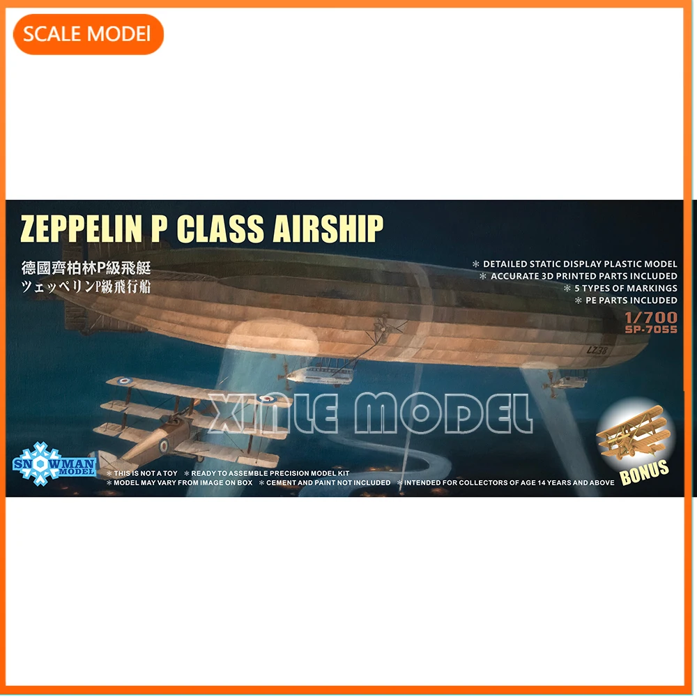 

1/700 SNOWMAN MODEL Plastic Scale Model Kit SP-7055 German Zeppelin Airship P-class 1910 + N500 British Triplane 2 aircraft