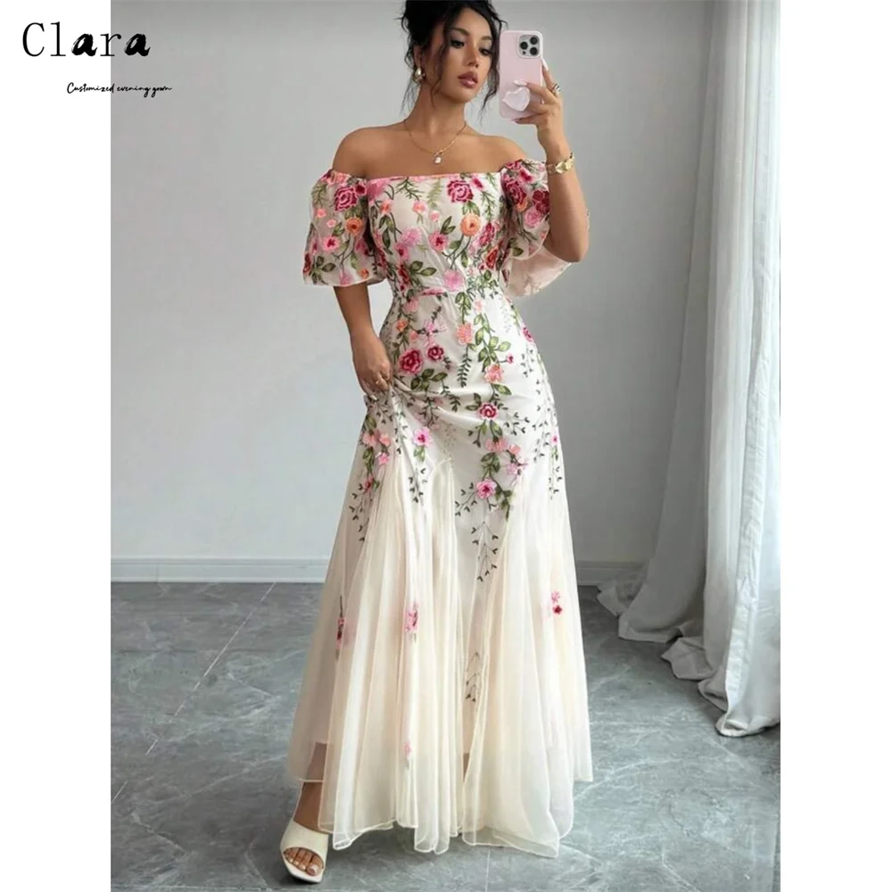 

Clara Custom Flower Off-shoulder A-line Backless Elegant Dresses Woman for Evening Party Dresses Luxury 2026 Women's Prom Dress