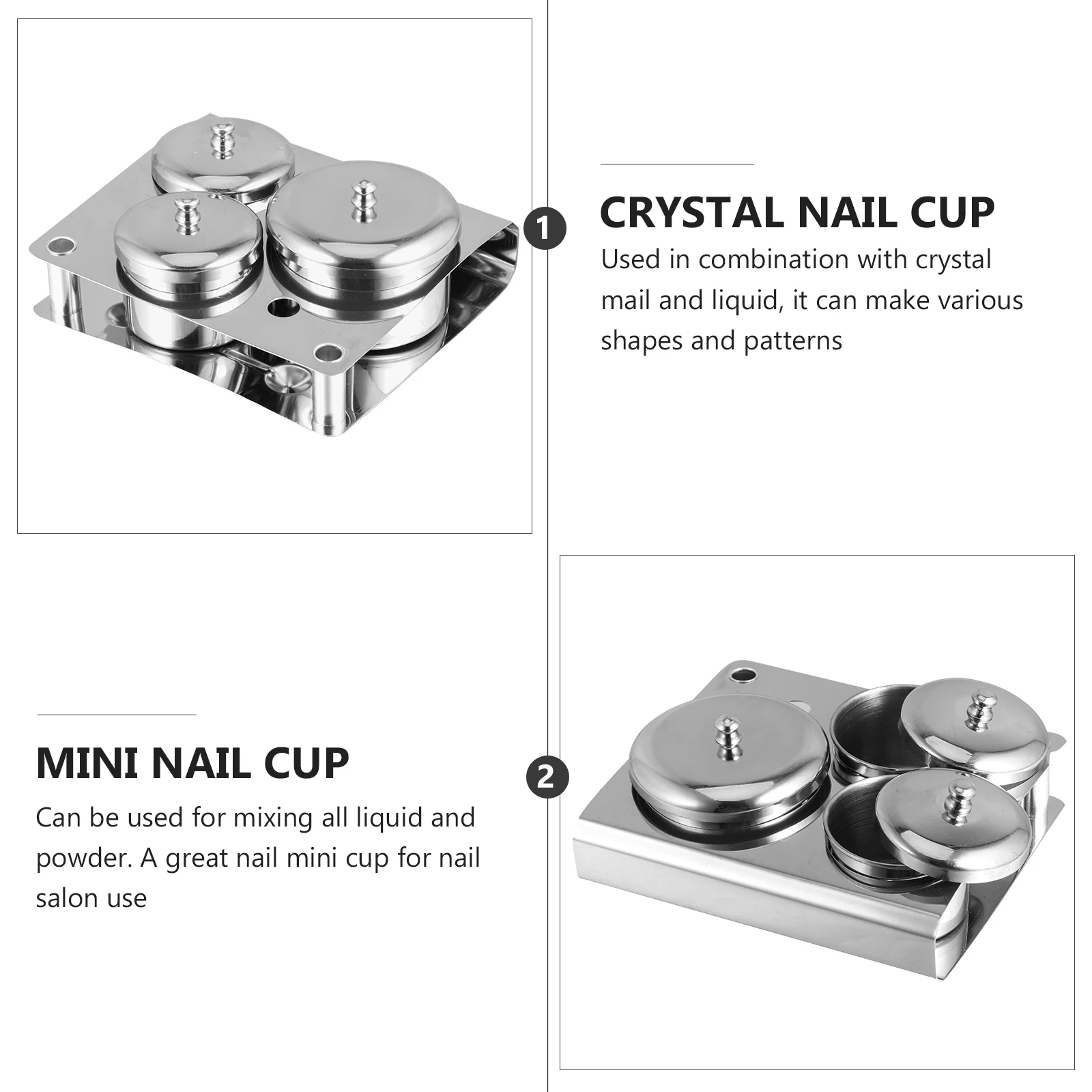 3 個ネイルクリスタルカップコンパクトポータブル蓋付きネイルサロン学校アーティスト用アクリル液体パウダーコンテナマニキュアツール