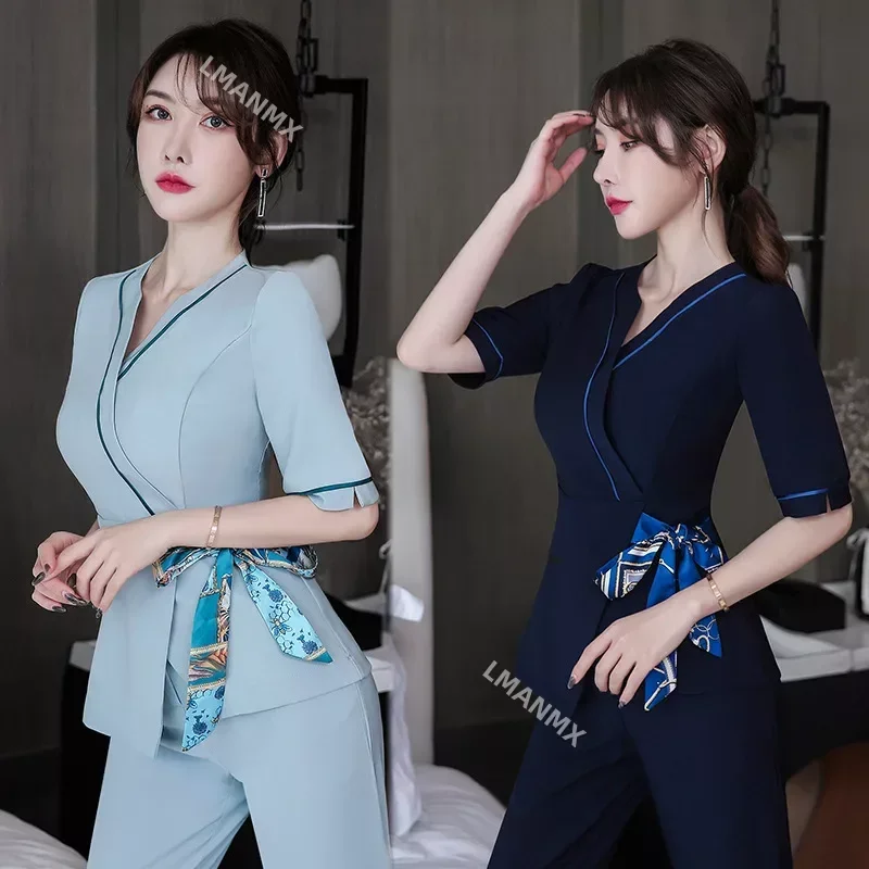 Spa Uniforms Women Workwear Beauty Clothing Beautician scrubs Work Clothes Beauty salon tattoo artist Uniform 2pcs Set