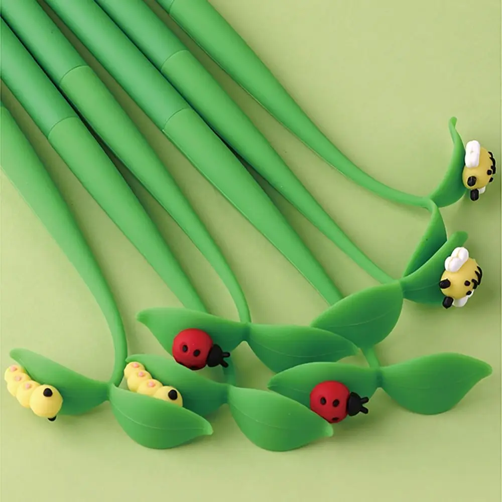 Kawaii Silicone Cute Gel Pen Smooth Writing Double Bead Nib Writing Black Ink Pen Stationery Cartoon Signature Pen Exam