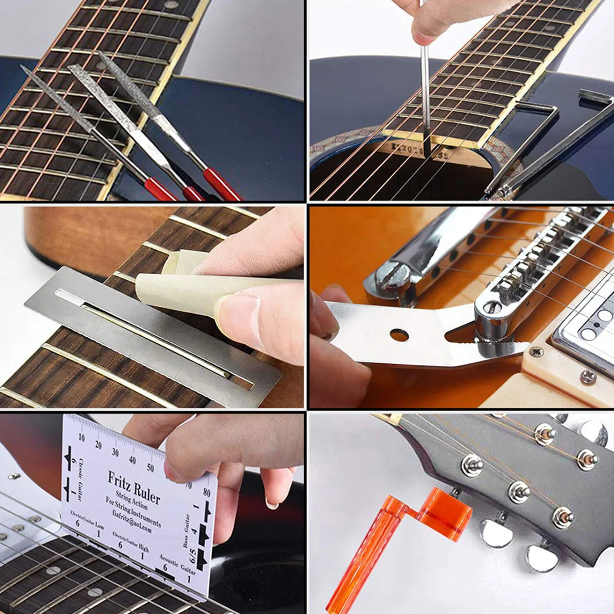 

Guitar Repair Tool Kit 26-In-1 All-In-One Cleaning String Changing Set For Electric Acoustic Bass Ukulele Instrument