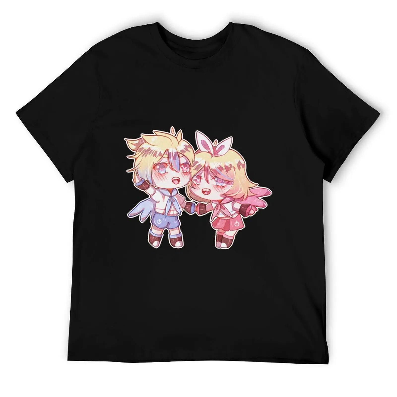 vocaloid-レンとリン電気天使-tシャツプリント-t-シャツ男性用男性-t-シャツ綿-tシャツ